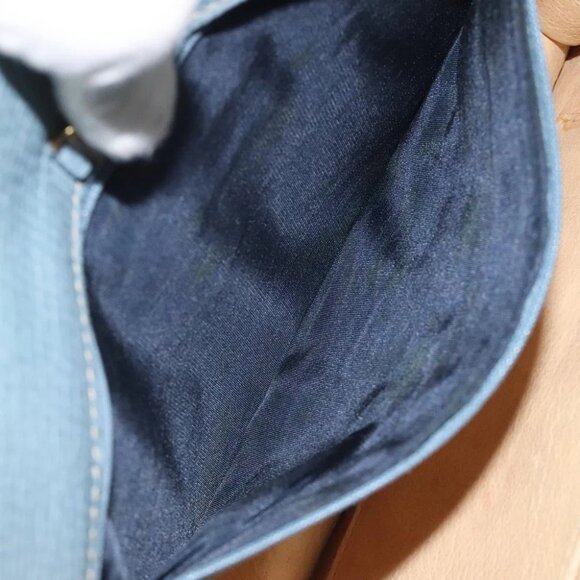 LOEWE Clutch Bag Leather Light Blue Gold Auth bs25818 - Picture 13 of 15